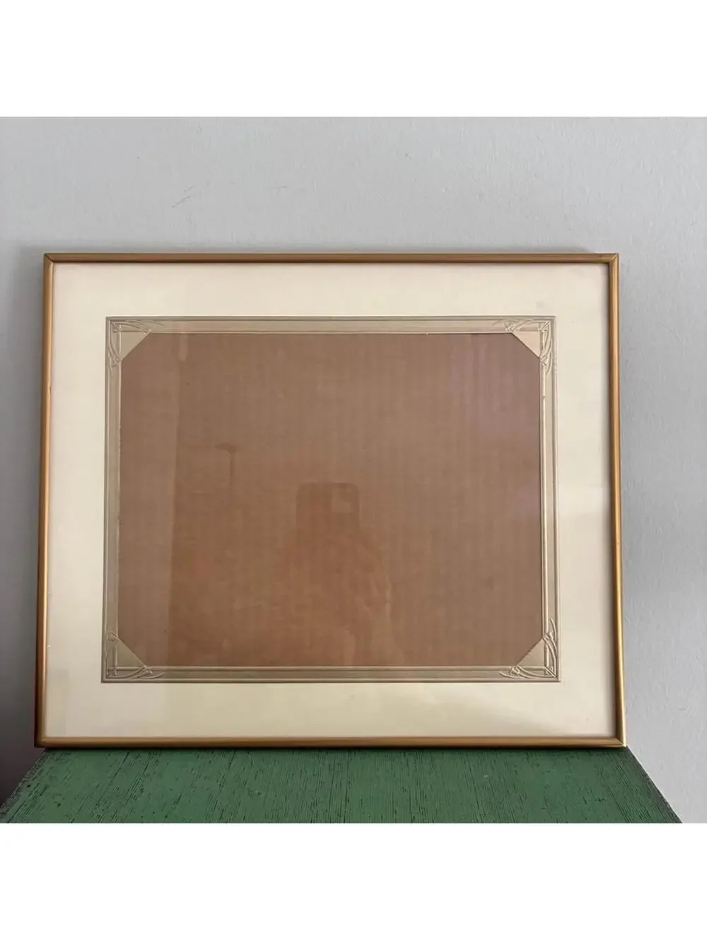Vintage Art Deco Gold Metal Picture Frame 13x11 Tabletop Wall Hanging